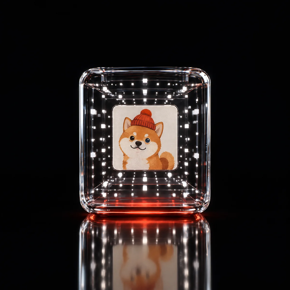 A coin’s picture preserved inside a glass data cube